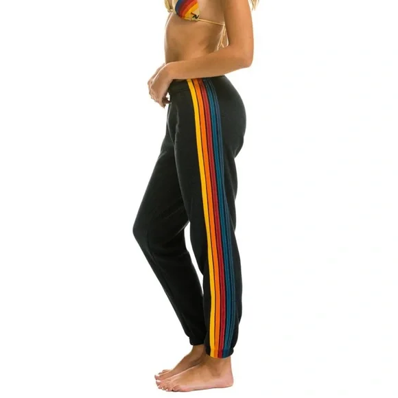 Aviator Nation 5 STRIPE SWEATPANTS - CHARCOAL Medium Women’s - Picture 1 of 7